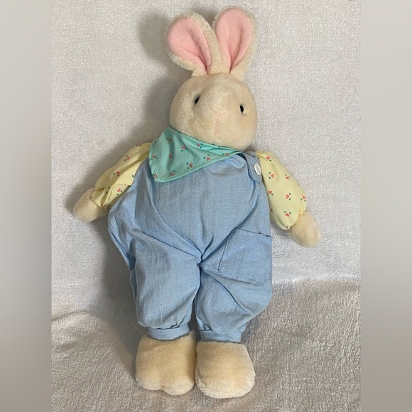 VTG Eden Bunny Rabbit Easter Plush Blue Romper Overalls Stuffed Toy 15” - Picture 13 of 13